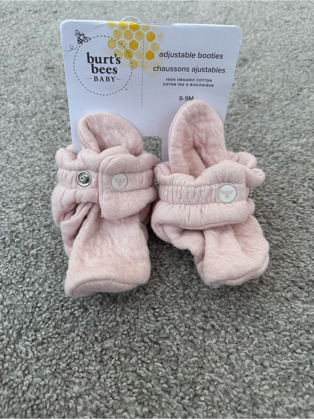 Burt's Bees Baby Pale Pink Adjustable Booties